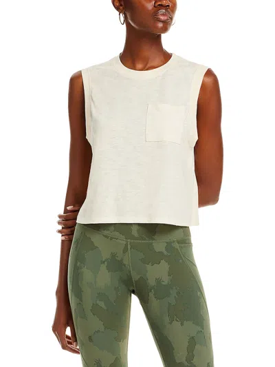 Aqua Womens Muscle Pocket Tank Top In White