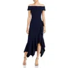 Aqua Scuba Crepe Off-the-shoulder Midi Dress - Exclusive In Blue