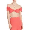 Aqua Womens Off-the-shoulder Twist Crop Top In Pink