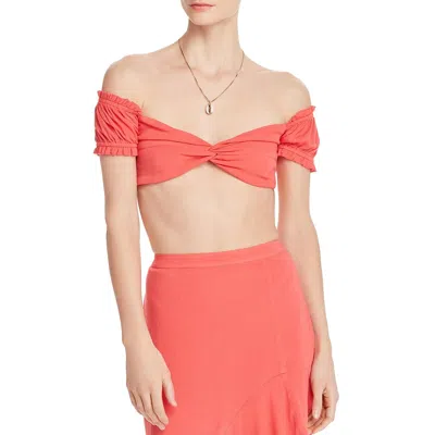 Aqua Womens Off-the-shoulder Twist Crop Top In Pink