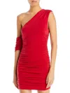 Aqua Womens One Shoulder Mini Cocktail And Party Dress In Multi