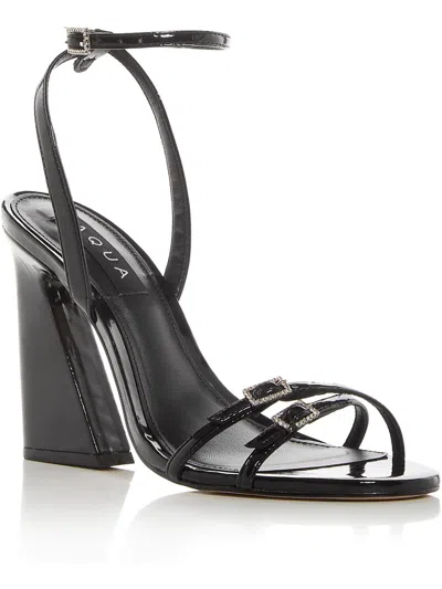 Aqua Womens Patent Round Toe Ankle Strap In Black