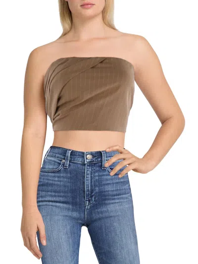 Aqua Womens Pleated Cropped Strapless Top In Brown