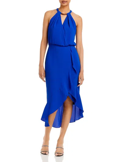 Aqua Womens Pleated Hi-low Cocktail And Party Dress In Blue