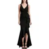 AQUA WOMENS PLEATED POLYESTER EVENING DRESS