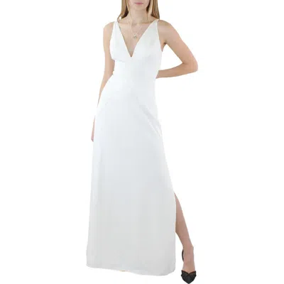 Aqua Womens Plunge Sleeveless Evening Dress In White
