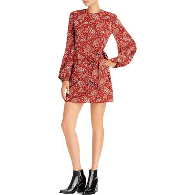 Aqua Womens Printed Front Tie Cocktail Dress In Brown