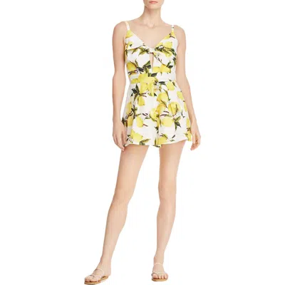 Aqua Womens Printed Tie-front Romper In Yellow