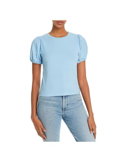 Aqua Womens Puff Sleeve Crewneck T-shirt In Blue