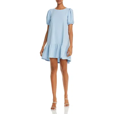 Aqua Womens Puff Sleeve Ruffled Flounce Dress In Multi