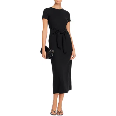 Aqua Womens Ribbed Tie Waist Maxi Dress In Gold