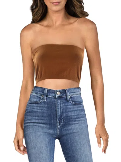 Aqua Womens Ribbed Tube Top Cropped In Brown