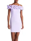 Aqua Womens Ruffled Above Knee Bodycon Dress In Multi