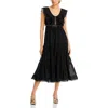 AQUA WOMENS RUFFLED CUT OUT MIDI DRESS