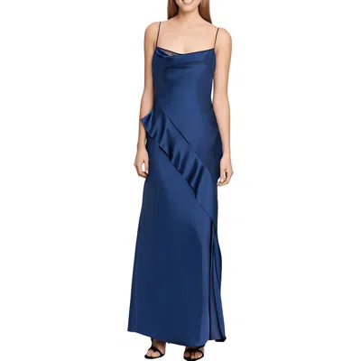 Aqua Womens Ruffled Polyester Evening Dress In Blue