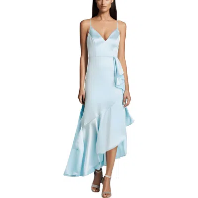Aqua Womens Ruffled Satin Midi Dress In Blue