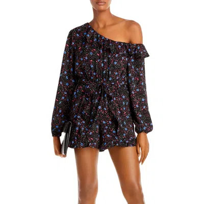 Aqua Womens Ruffled Stretch Romper In Multi