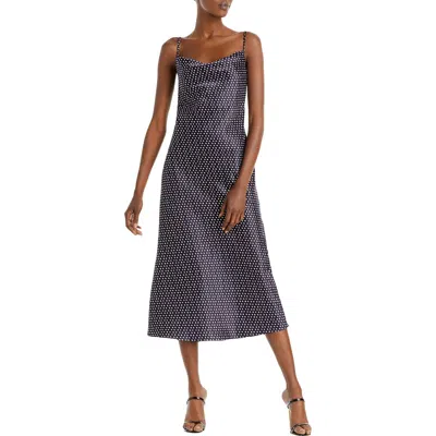 Aqua Womens Satin Polka Dot Cocktail Dress In Black