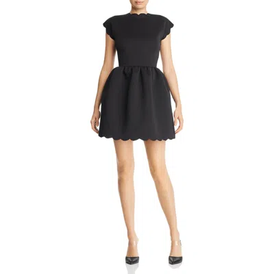 Aqua Womens Scalloped Neoprene Cocktail Dress In Black