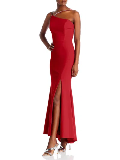 Aqua Womens Scuba Asymmetric Evening Dress In Red