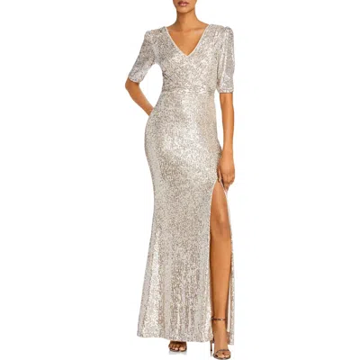 Aqua Womens Sequined Double V-neck Formal Dress In Multi