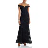 Aqua Womens Shimmer Applique Evening Dress In Black/navy