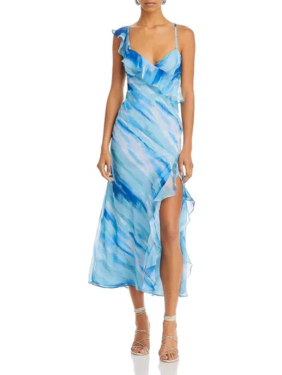 Aqua Womens Side Slit Chiffon Slip Dress In Blue