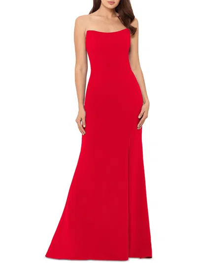 Aqua Womens Side Slit Strapless Formal Dress In Red