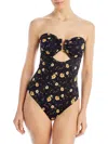 AQUA WOMENS STRAPLESS CUT OUT ONE-PIECE SWIMSUIT