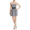 AQUA WOMENS STRIPED SCUBA PARTY DRESS