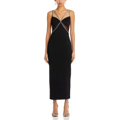 Aqua Crystal Embellished Sheath Midi Dress - Exclusive In Black