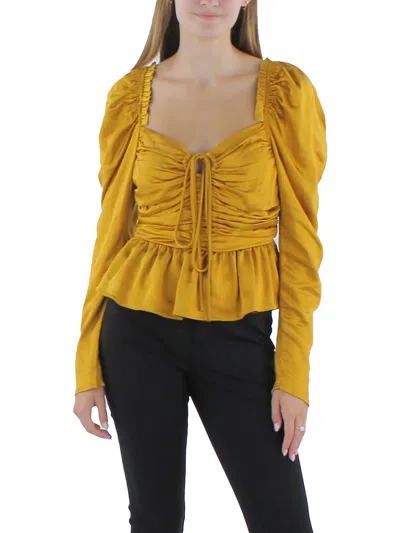 Aqua Womens Tie Neck Gathered Off The Shoulder In Multi