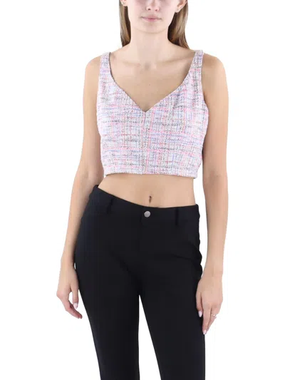 Aqua Womens Tweed Cropped Halter Top In Pink