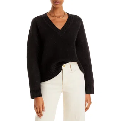Aqua Womens V-neck Pullover Sweater In Black