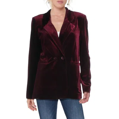 Aqua Womens Velvet Double-breasted Blazer In Red