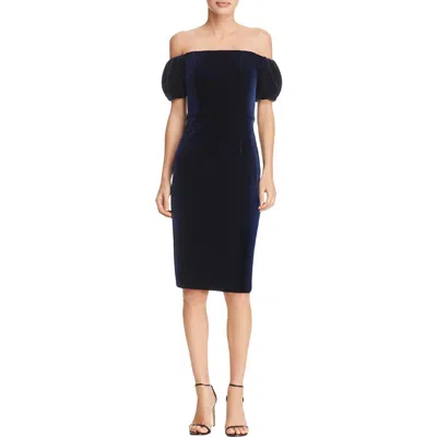 Aqua Womens Velvet Off-the-shoulder Cocktail Dress In Blue