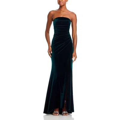 Aqua Womens Velvet Strapless Evening Dress In Hunter