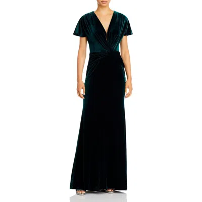 Aqua Womens Velvet Twist-front Evening Dress In Green
