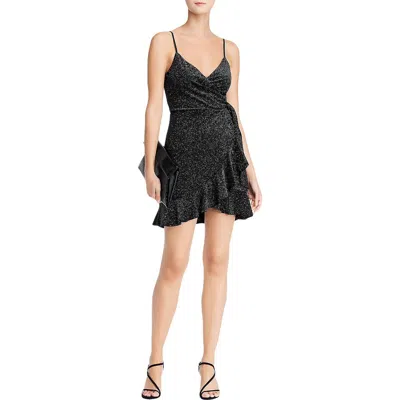 Aqua Womens Velvet Wrap Party Dress In Black