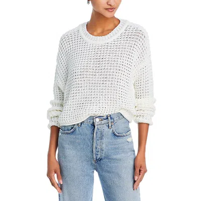 Aqua Waffle Knit Long Sleeve Sweater - Exclusive In White