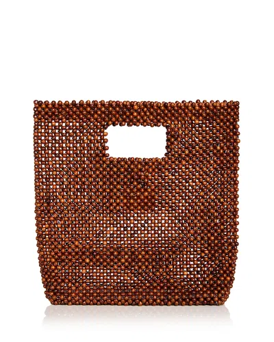 Aqua Wooden Bead Envelope Bag - Exclusive In Brown