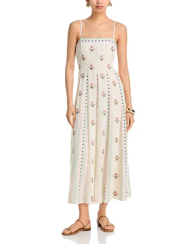 Aqua X Agua Bendita Embroidered Floral Midi Dress - Exclusive In Multi
