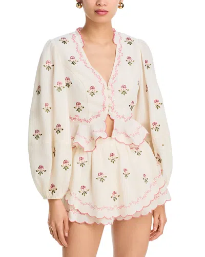 Aqua X Agua Bendita Floral Embroidered Top - Exclusive In Multi