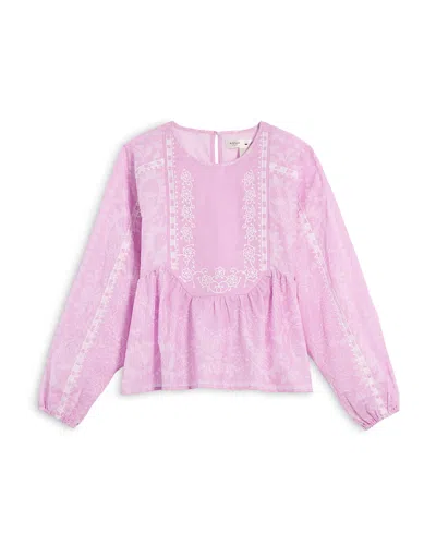 Aqua X Agua Bendita Girls' Long Sleeved Embroidered Top, Little Kid, Big Kid - Exclusive In Pink