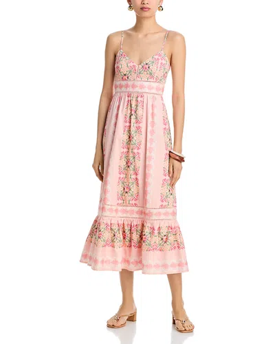 Aqua X Agua Bendita Ladder Stitch Floral Midi Dress - Exclusive In Multi