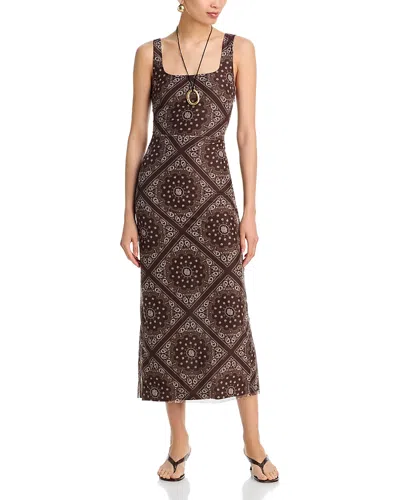 Aqua X Agua Bendita Mesh Cutwork Midi Dress - Exclusive In Brown