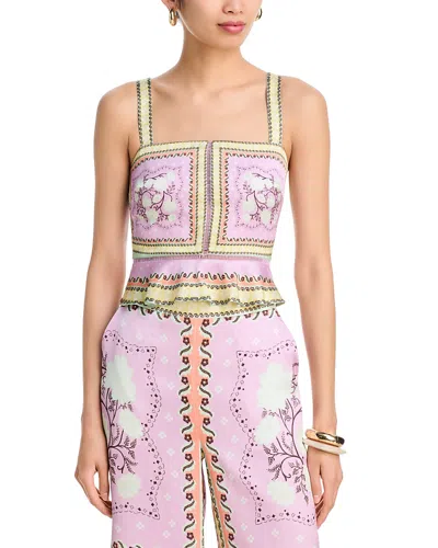 Aqua X Agua Bendita Scarf Print Peplum Top - Exclusive In Purple