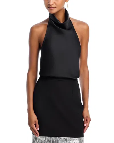 Aqua X Angelica Hicks Satin Halter Top - Exclusive In Black