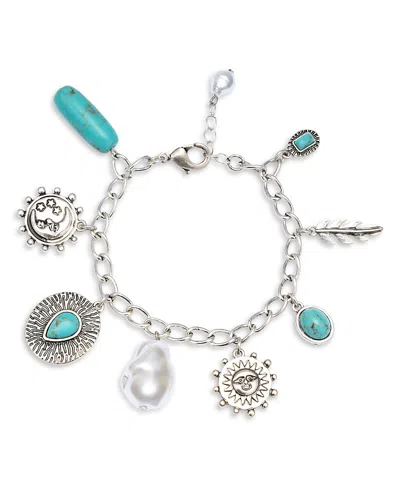 Aqua X Ava Phillippe Ava Mixed Stone Celestial Charm Bracelet - Exclusive In Metallic