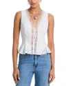 Aqua X Ava Phillippe Eyelet Lace Tank Top - Exclusive In White